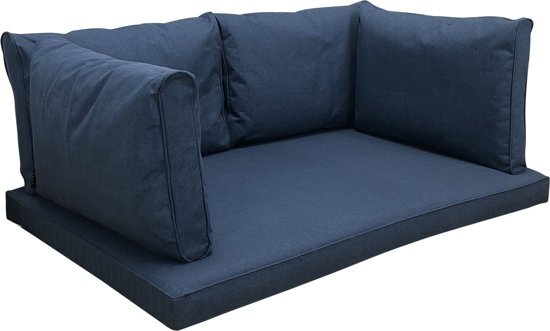 Madison 5-delige kussenset blauw voor loungeset - waterproof palletkussen met rugkussens