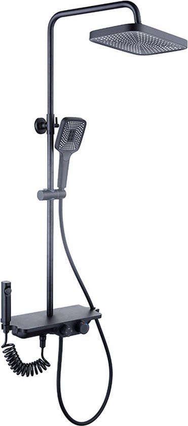 Viking Choice Regendoucheset - 30 cm - Zwart - Thermostaatkraan, Handdouche & Sproeier