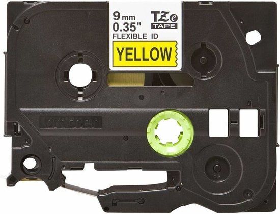 1518 Brother TZe-FX621 9mm Black on Yellow Flexible Label Tape