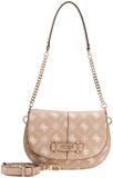 GUESS Carrie Logo Flap Shoulder Bag Biscotti Logo Lichtbruin