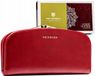 Peterson Portefeuille Luxe Femme – Grand Modèle – Cuir Naturel Haut de Gamme – Protection RFID – Avec Fermoir à Soufflet – Rouge – Espace pour 18 Cartes