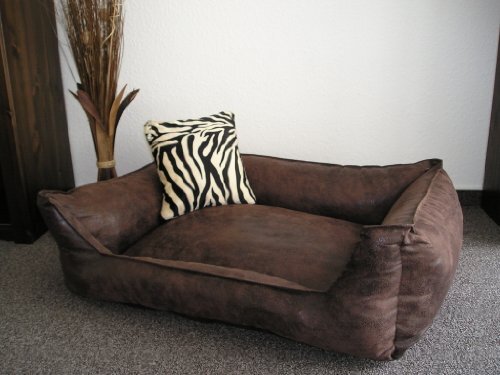 Hundebettenmanufaktur Hondenbed, suède-look, hondensofa, slaapplaats, Velluto, wasbaar, kleur en maat naar keuze, 155 cm x 105 cm, bruin