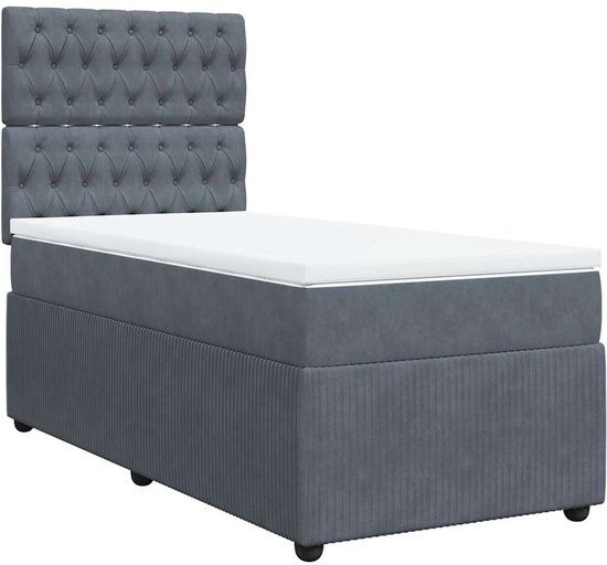 vidaXL Boxspring met matras fluweel donkergrijs 90x190 cm