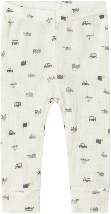 NAME IT Baby Leggings - 100% Merinowol - Gestreept - Wit - Maat 74