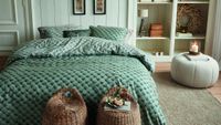 Riviera Maison Rivièra Maison Woven Wool dekbedovertrek - Tweepersoons - 200 x 200/220 cm - Groen