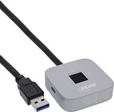 InLine USB-vingerafdrukscanner met hub, Windows Hello, 1,5 m, zilver