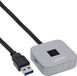 InLine USB-vingerafdrukscanner met hub, Windows Hello, 1,5 m, zilver
