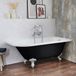 Hudson Reed Oxford Semi-autoportant Baignoire d'angle Classique 168,5cm x 75cm - Midnight Black (Noir), avec Pieds de Baignoire Blancs