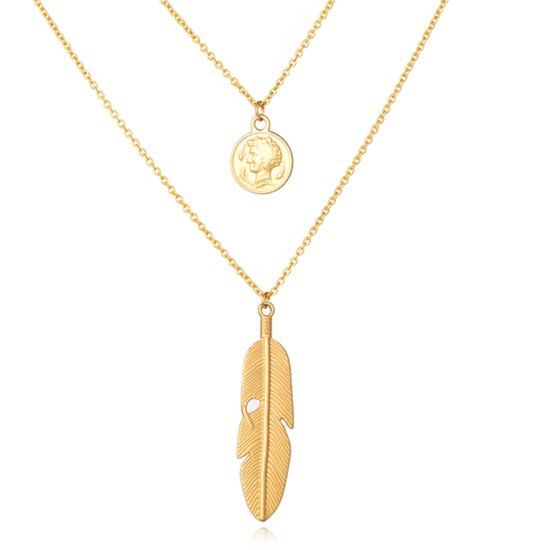 LGT JWLS LGT Jewels Multilayer Ketting Feather LGT JWLS - 2 lagen