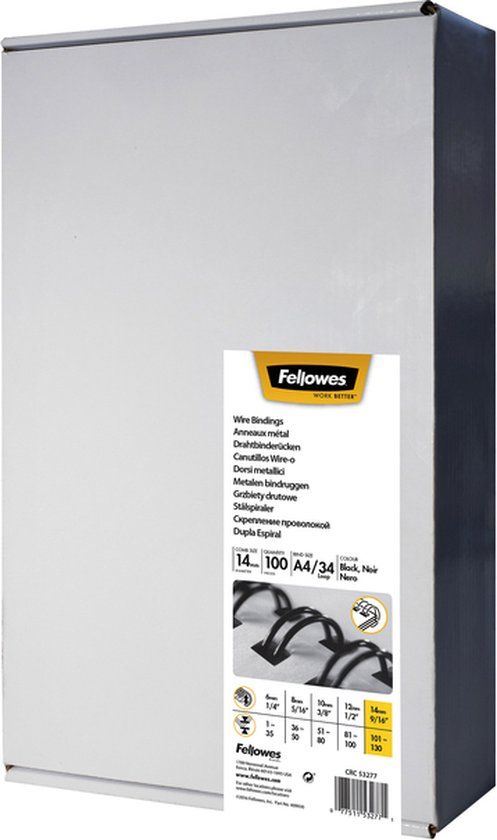 Fellowes Metal Binding Spines - 14mm - White - 100 Pack