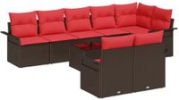 vidaXL Tuinbank - Set - 9 - st - Bruin - poly - rattan