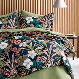Eikei Egyptisch katoen, modern, vintage, retro, dekbedovertrek, minimalistisch, chic, botanisch patroon, omkeerbaar, Aziatisch Zen-stijl, voor tweepersoonsbed, tweepersoonsbed of kingsize bed
