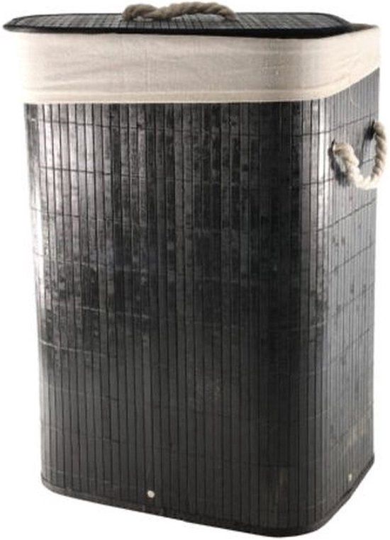 HIT Bamboe Wasmand - 72L - Zwart - Rechthoekig - Inklapbaar