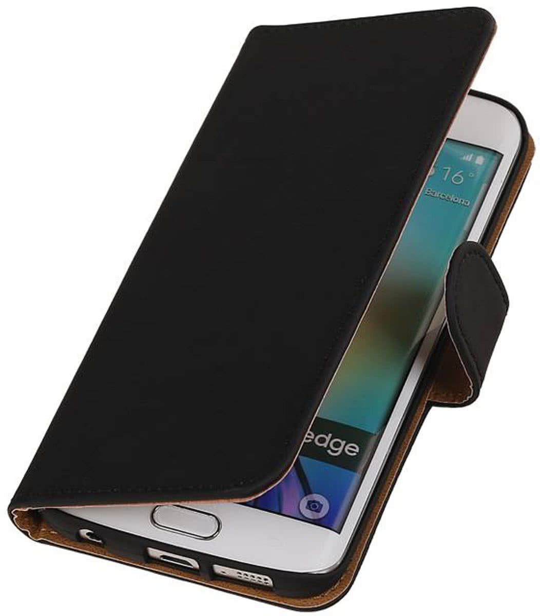 Best Cases Effen Zwart Samsung Galaxy S6 Edge - Book Case Wallet Cover