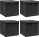 vidaXL Opbergboxen met deksel, 4 stuks, zwart, 32x32x32 cm, stof