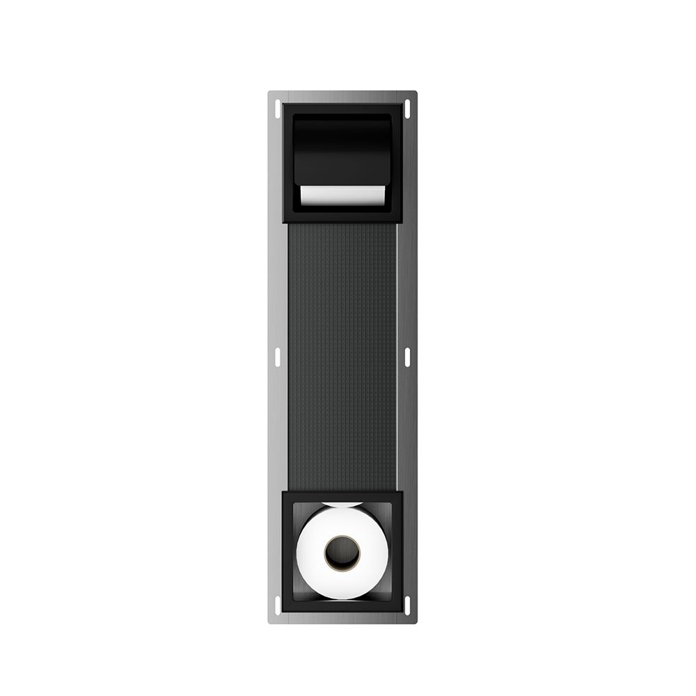 Xellanz Rocko Toilet Roll Holder with Lid and Spare Roll Holder Built-in Matte Black