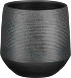 Mica Decorations Plantenpot/bloempot - terracotta - zwart - relief patroon - D19 x H18