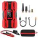 Auto startbooster 6-in-1 - Appareil de démarrage portable avec compresseur - Gonfleur de pneus 150 PSI - Batterie externe avec port USB - Lampe LED - Affichage numérique - Convient pour voiture et moto - Rouge