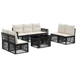vidaXL Tuinbank - Set - 8 - st - Zwart - en - Crème - Wit - poly - rattan