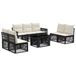 vidaXL Tuinbank - Set - 8 - st - Zwart - en - Crème - Wit - poly - rattan