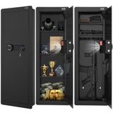 VEVOR Coffre-fort mural encastrable 109 cm de haut 4 niveaux, coffre-fort biométrique à empreinte digitale et clavier, en acier laminé à froid, étagères amovibles et porte-clés, avec lumière et alarme