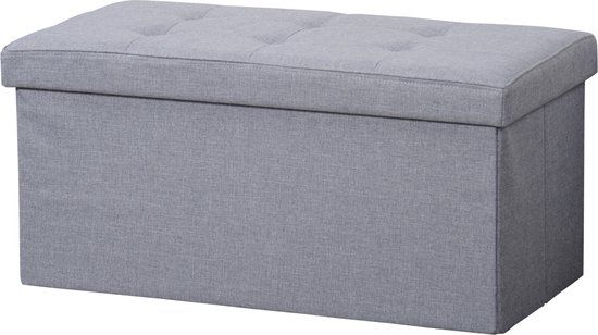 Kesper Opbergbox met zitkussen grijs polyester