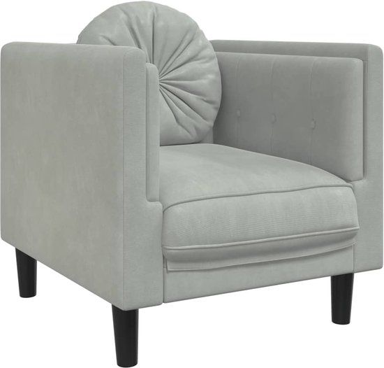 vidaXL Fauteuil met kussen fluweel lichtgrijs