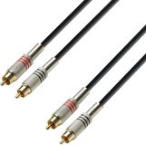 Adam Hall K3 TCC 0100 1m 2 x RCA 2 x RCA Zwart, Zilver audio kabel