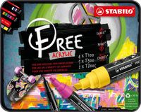 STABILO FREE - Marqueur Acrylique - Set de Démarrage - 11 Marqueurs - 3 Tailles de Pointe