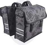 Voltano Dubbele Fietstas Floral Fusion - Grijs Met Bloemen - 38 Liter - 100% Waterdicht Polyester