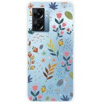 Oppo Bedrukt siliconen hoesje compatibel met Oppo A77 5G, Oppo A57 4G, Oppo A57 5G Fleurs colorees