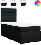 vidaXL Boxspringbed met matras, stof, zwart, 90x190 cm