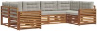 vidaXL Hoek loungeset 6 zitplaatsen Acacia hout Natuurlijk en lichtgrijs