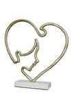 GILDE Moderne decoratieve sculptuur figuur modern gezicht - van aluminium - abstract decoratief object gezicht in het hart - kleur: goud - hoogte 40 cm