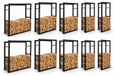 SMH LINE® Porte-bûches - Rangement de bois - Noir - 100x100x25cm - Métal - Intérieur et extérieur