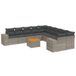 vidaXL 11-delige Loungeset met Kussens, Poly Rattan, Grijs