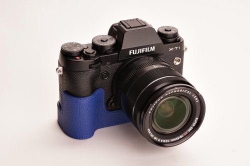 Handgemaakte Echt Lederen Camera Case voor Fujifilm X-T1 - Blauw