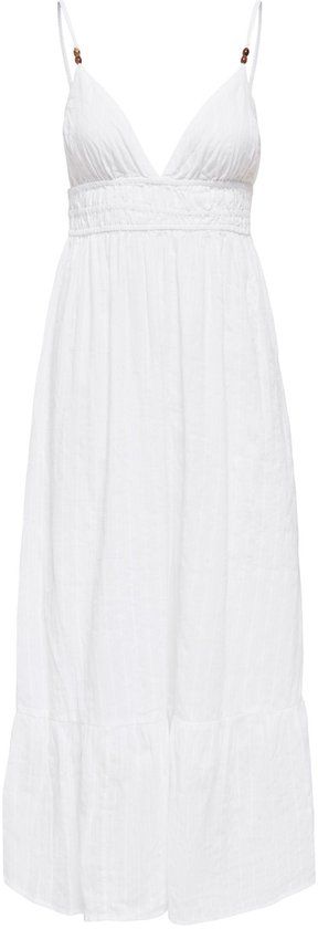 ONLY Jurk ONLARINA Lange jurk Wit Katoen V-hals Mouwloos A-lijn Casual Dames XS