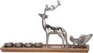 GILDE Kandelaar rendier - van mango-hout met aluminium elementen H 37 cm