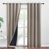 Merkloos Rideaux occultants 100% opaques - Double rideau - 2 pièces - L 140 x H 245 cm - Réduction du bruit - Doublure noire - Sable