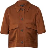 COMMA s.Oliver comma Indoor-Jacke Vrouwen Korte mouw Effen Viscose/Linnen Regular Fit Klassieke kraag Lente/Zomer 2025 kaneel