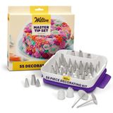 Wilton Meister 2104-0240 Spuitmond Set voor Taartdecoratie 55-delig, Zilver