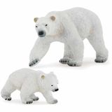 Papo Plastic speelgoed figuren ijsbeer en baby/kind 14 en 8 cm - Pooldieren setje ijsberen