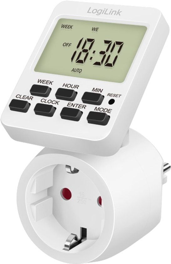 LogiLink ET0014 elektrische timer Wit Dagelijkse/Wekelijkse timer