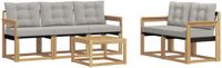 vidaXL - Bank loungeset - 6-delig - Wit en lichtgrijs - Acacia hout