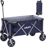 Merkloos Opvouwbare XL Bolderkar 145 liter - 100 kg belastbaarheid - Strandwagen - Tuinwagen - Blauw