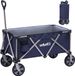 Merkloos Opvouwbare XL Bolderkar 145 liter - 100 kg belastbaarheid - Strandwagen - Tuinwagen - Blauw