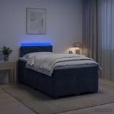 vidaXL Boxspringbed met matras en LED-verlichting, donkergrijs, 120 x 190 cm, fluweel