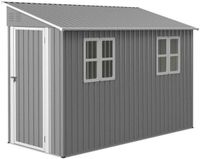 Merkloos Gereedschapsschuur Metaal - Tuinhuis Outdoor - Buitenopslag Beschermen - Aanleunontwerp Met Ramen - 12 x 3 m - Grijs