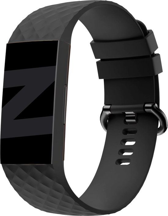 Bandz siliconen band 'Classic' voor Fitbit Charge 3 / 4 - Zwart - Maat S